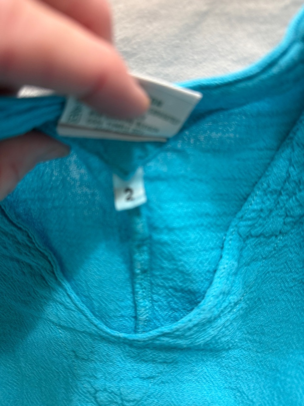 Oh My Gauze! Turquoise Cotton Gauze Tunic Dress Size 2 Boho Flowy - Picture 2 of 4